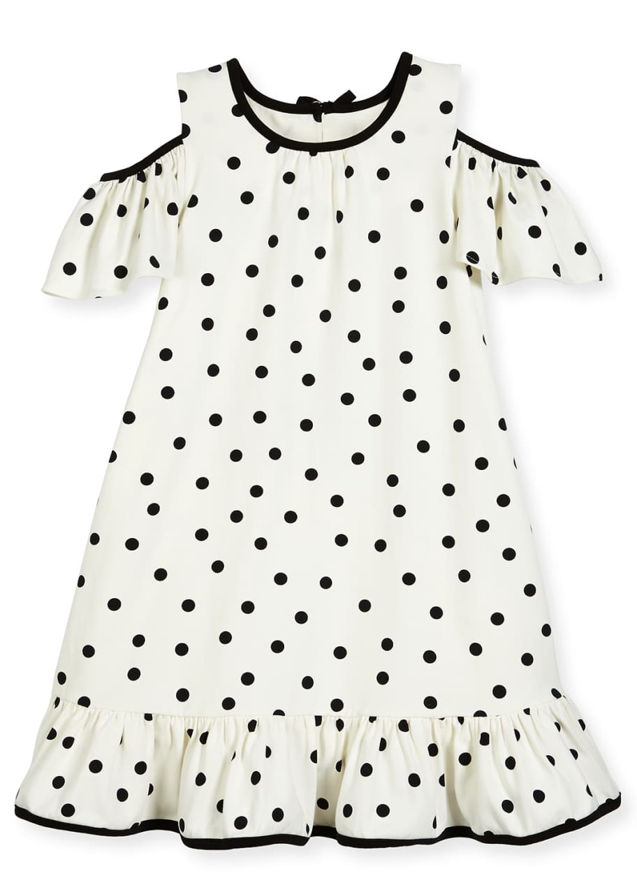 kate spade new york girls' cold-shoulder polka-dot dress, white/black, size  2-6 - Bergdorf Goodman