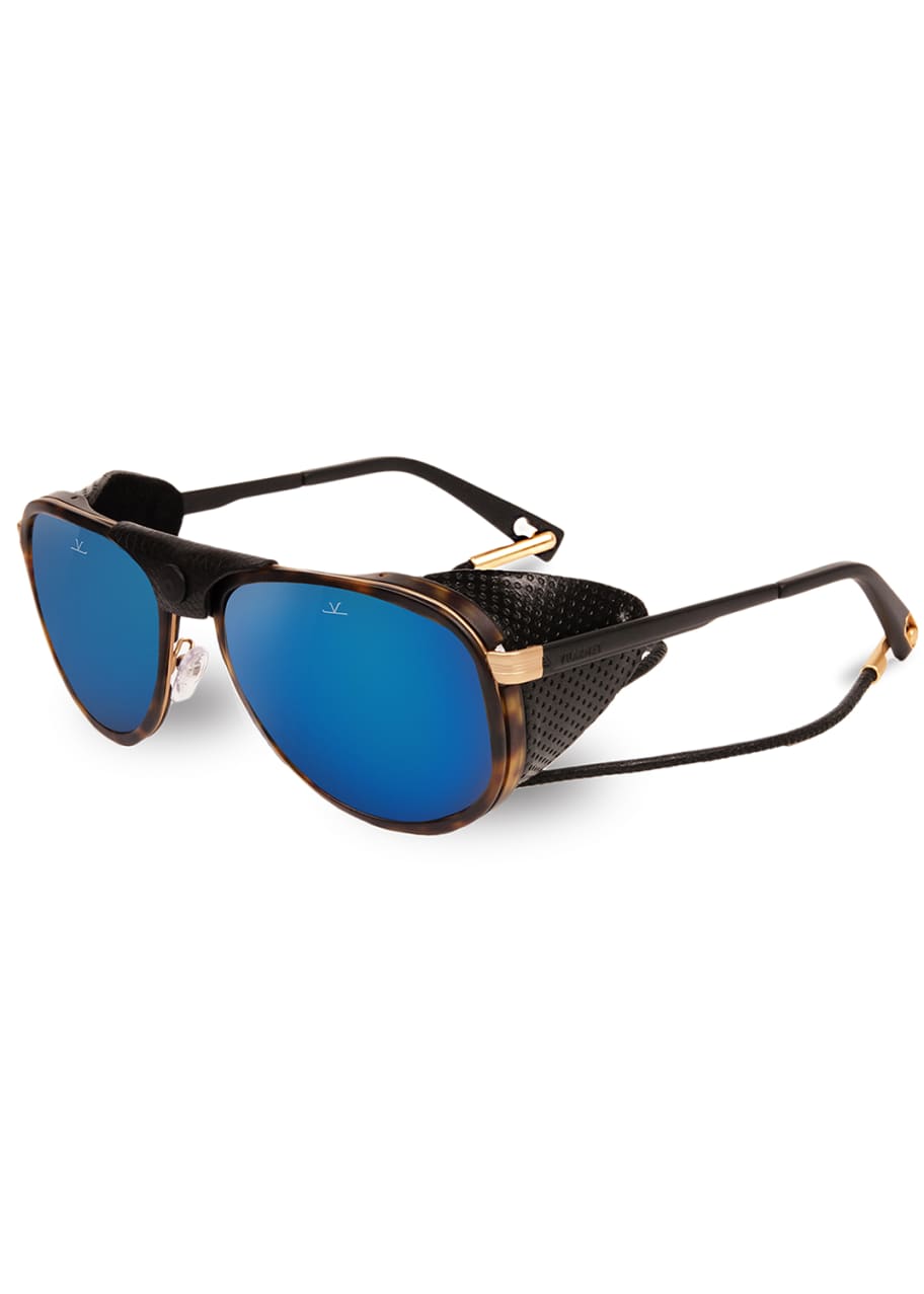 Glacier 1957 Pilot Sport Sunglasses Black Tortoiseshell Blue