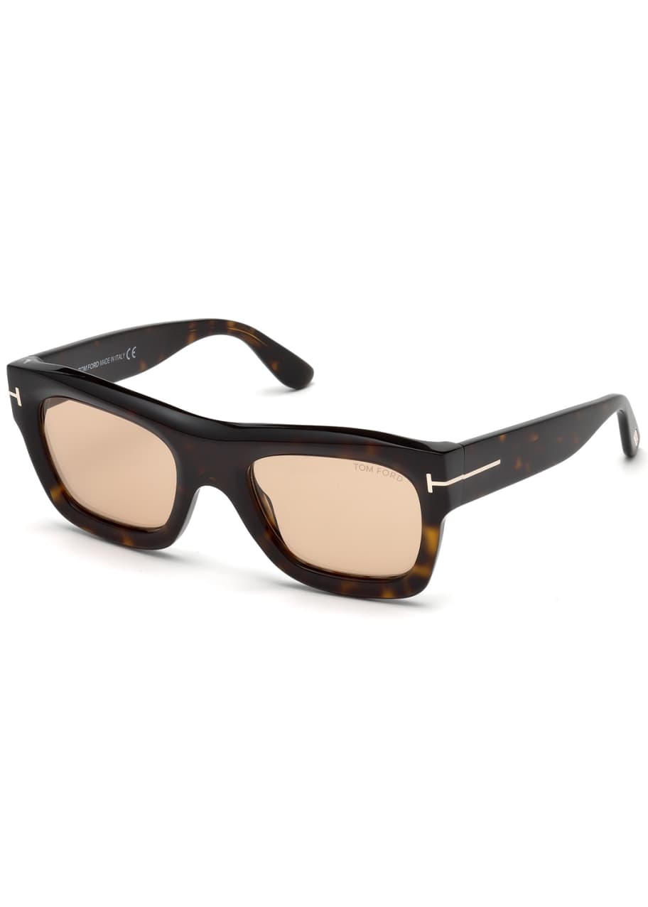 TOM FORD Wagner Thick Square Sunglasses Dark Brown Havana