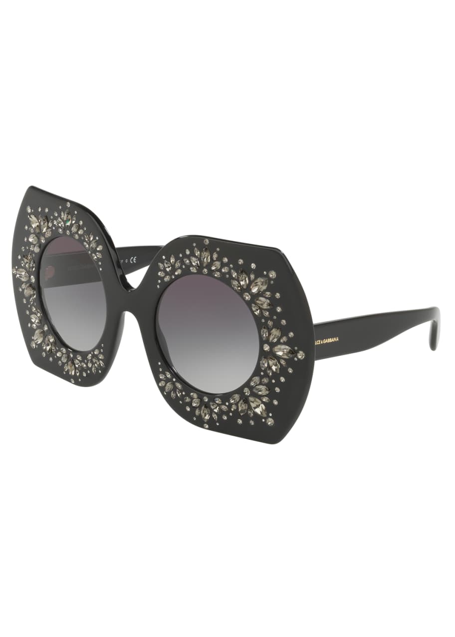 Dolce & Gabbana Embellished Round Sunglasses - Bergdorf Goodman