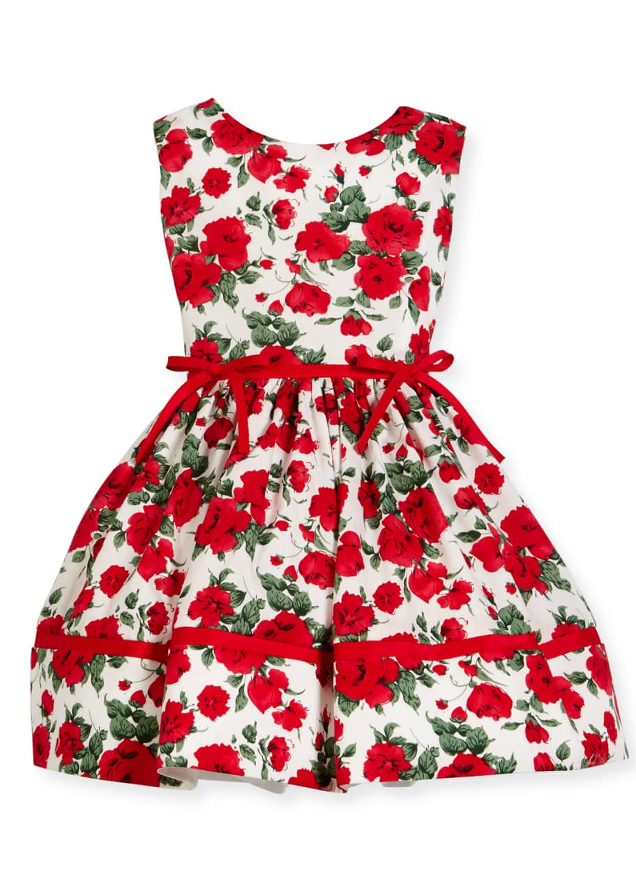 Helena Red Roses Sleeveless Dress, Size 12M-3Y - Bergdorf Goodman