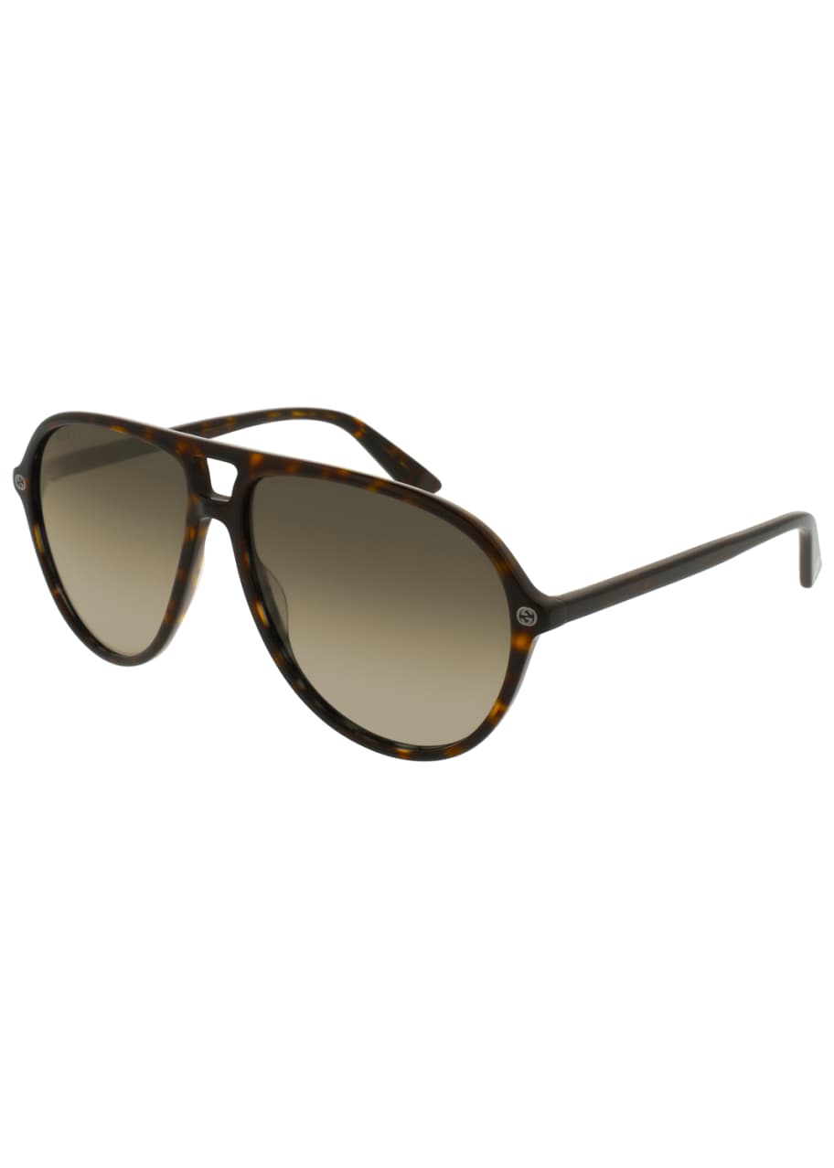 Gucci Oversized Acetate Aviator Sunglasses, Brown - Bergdorf Goodman