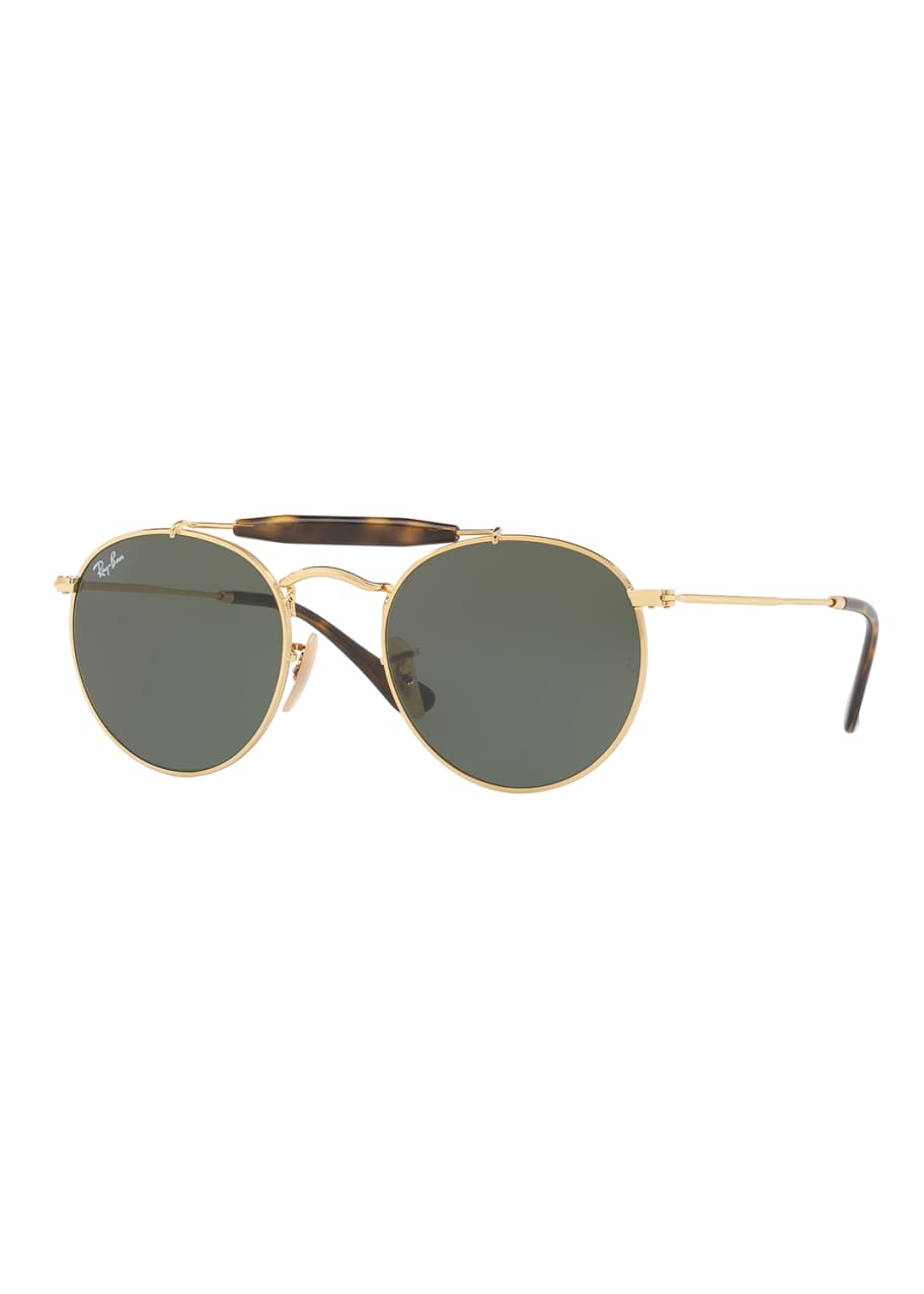 Ray-Ban Contrast Brow-Bar Round Universal Fit Sunglasses - Bergdorf Goodman