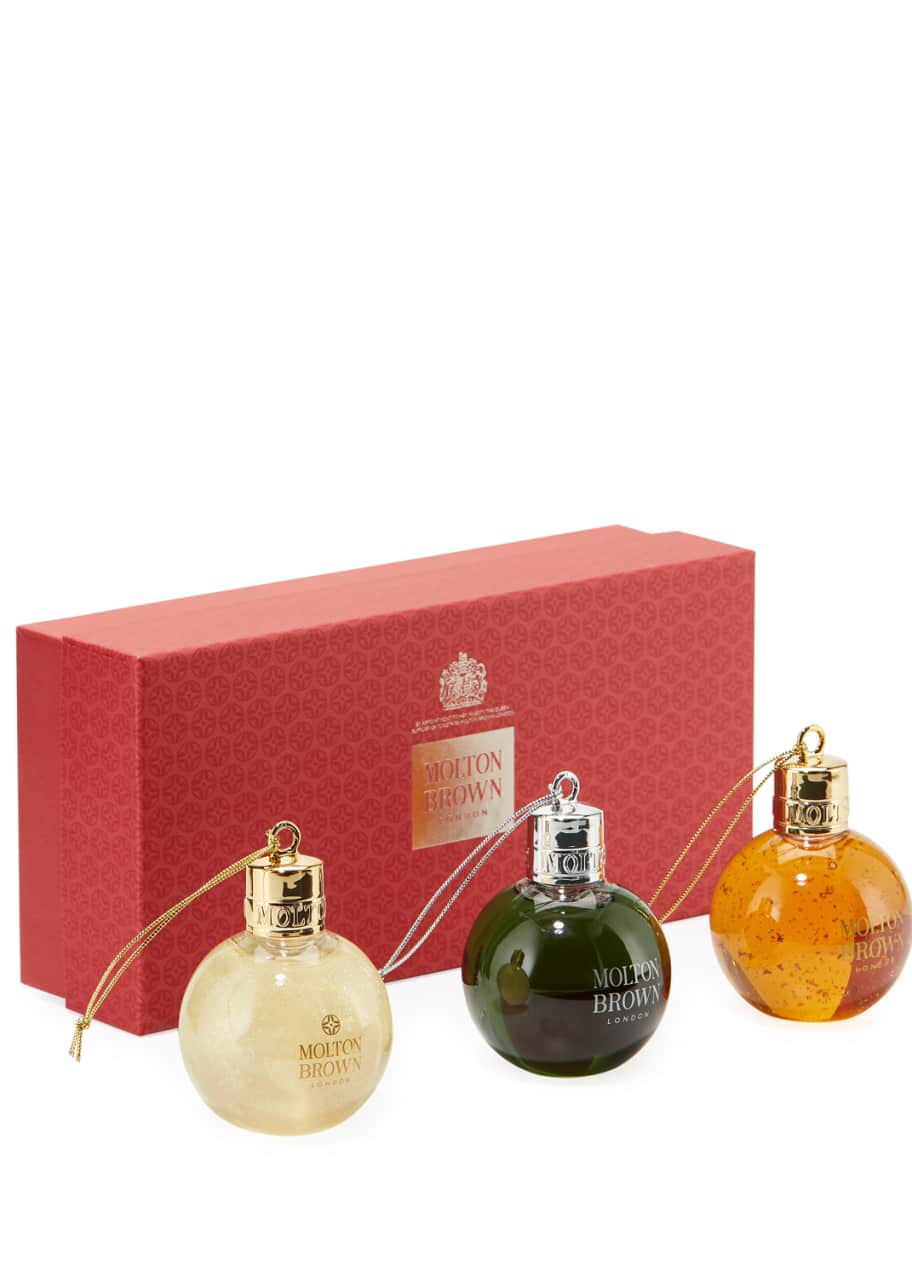Molton Brown Festive Bauble Gift Set Bergdorf Goodman A luxurious trio of mini baubles filled with invigorating bath and shower gels featuring seasonal, scintillating scents. bergdorf goodman