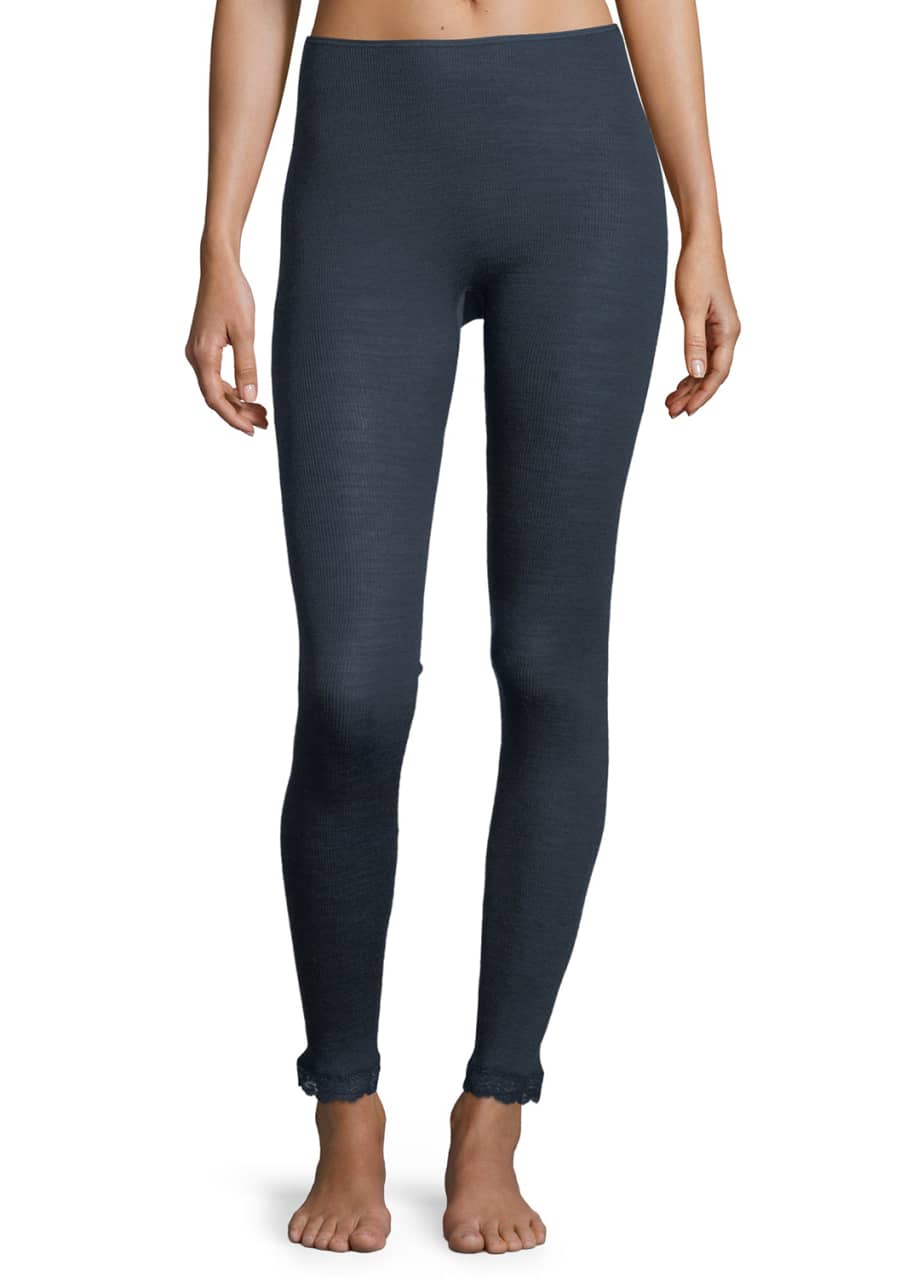Hanro WoolSilk Thermal LaceTrim Leggings Bergdorf Goodman