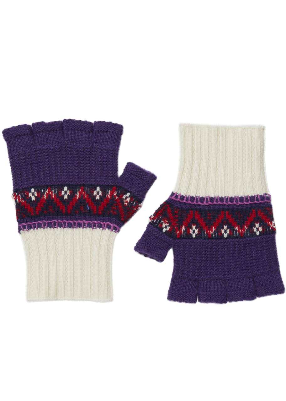 Burberry Knitted Fingerless Gloves, Purple - Bergdorf Goodman