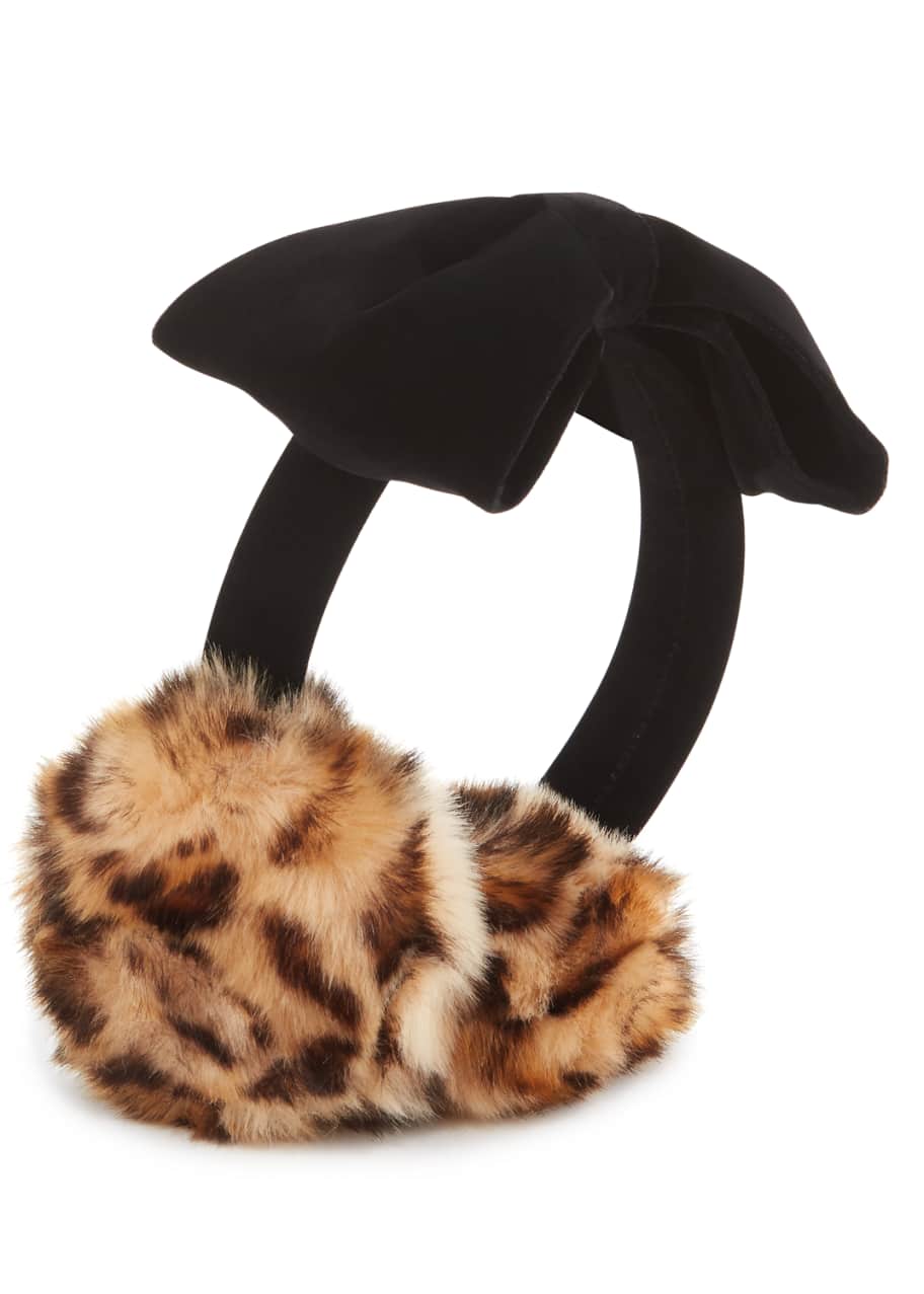 kate spade new york kids' fauxfur leopard earmuffs Bergdorf Goodman