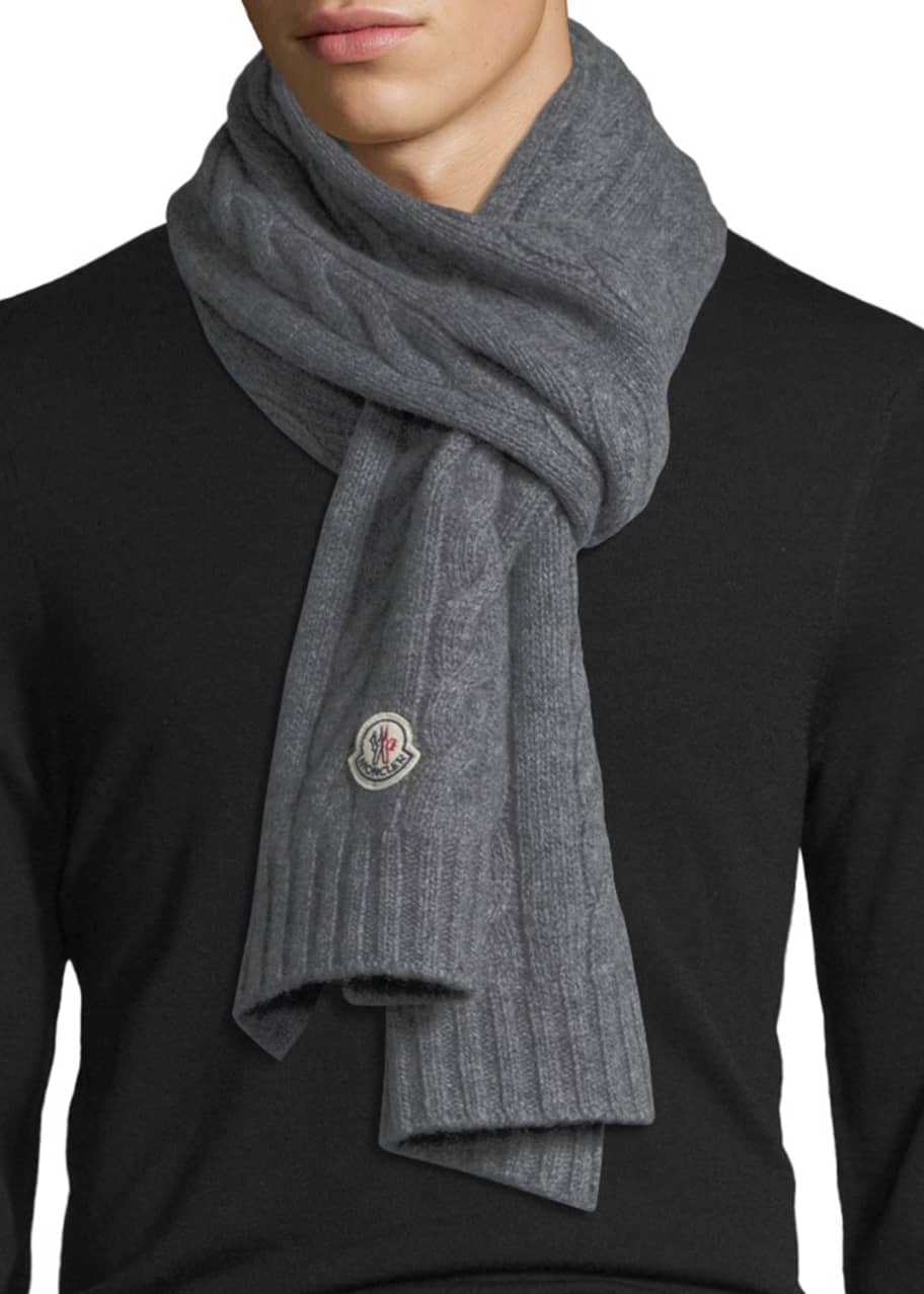 Moncler Solid Cable-Knit Wool Scarf - Bergdorf Goodman