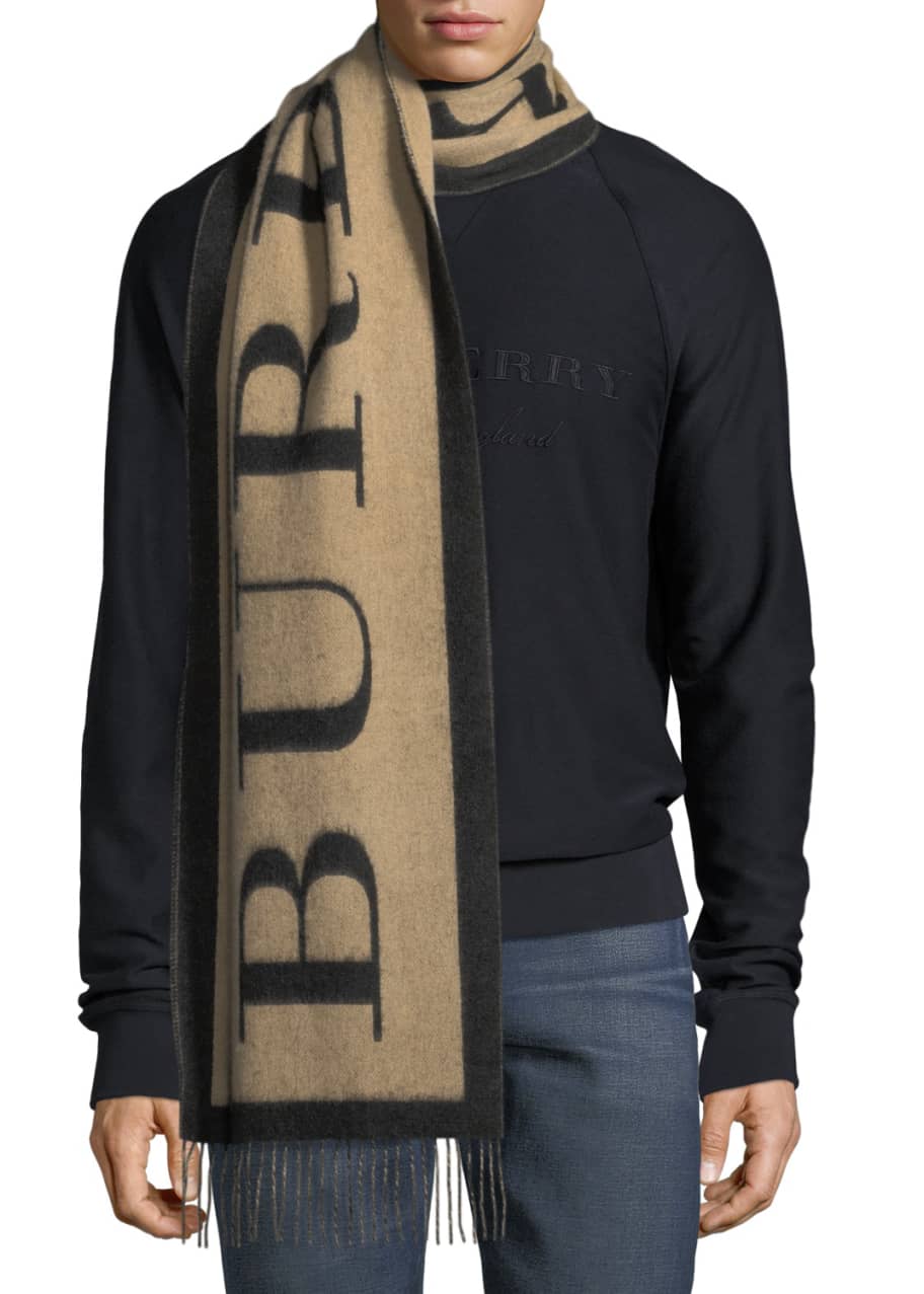 Burberry Logo Text Cashmere Scarf Bergdorf Goodman