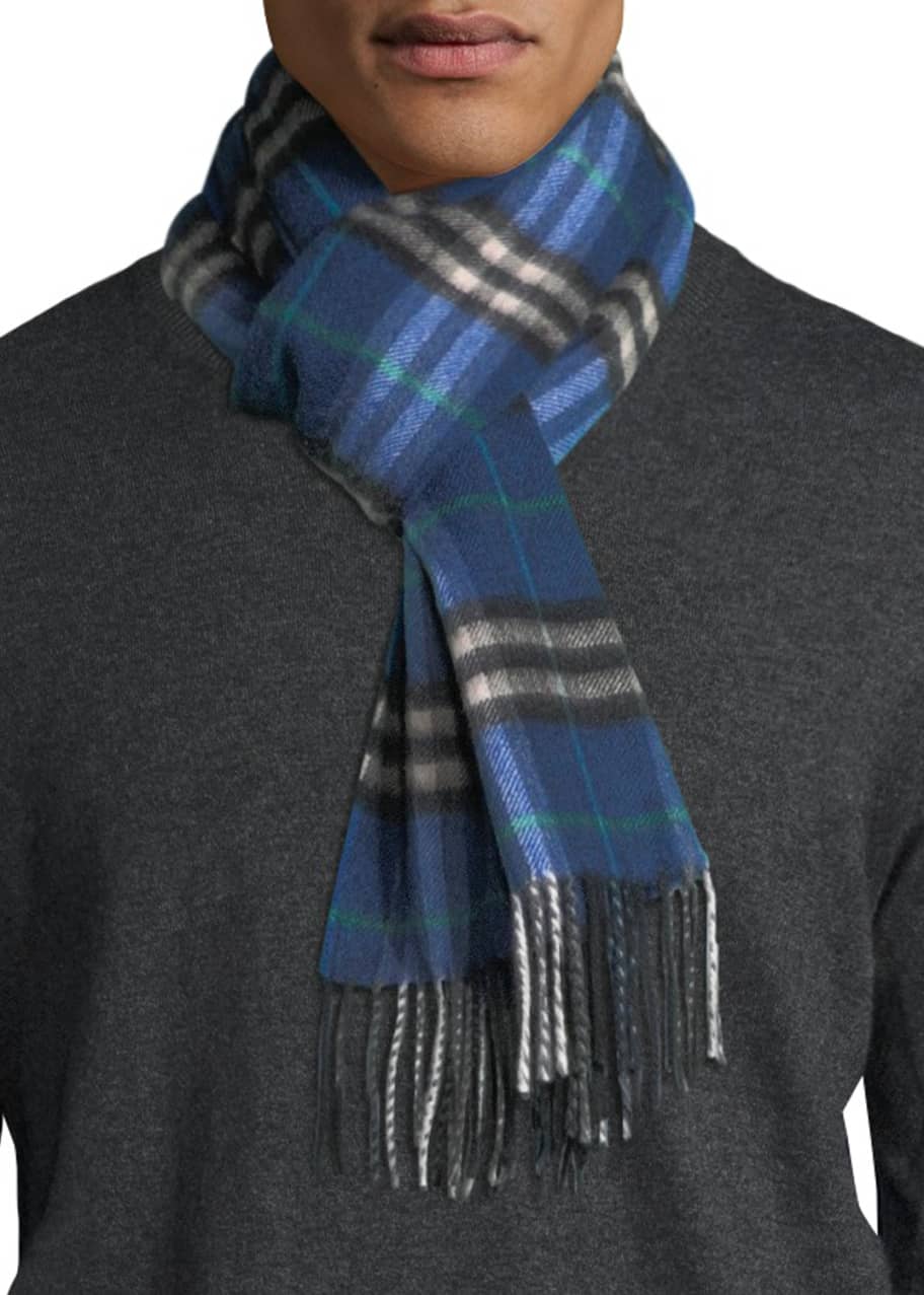 Burberry Castleford Check Cashmere Scarf, Blue - Bergdorf Goodman