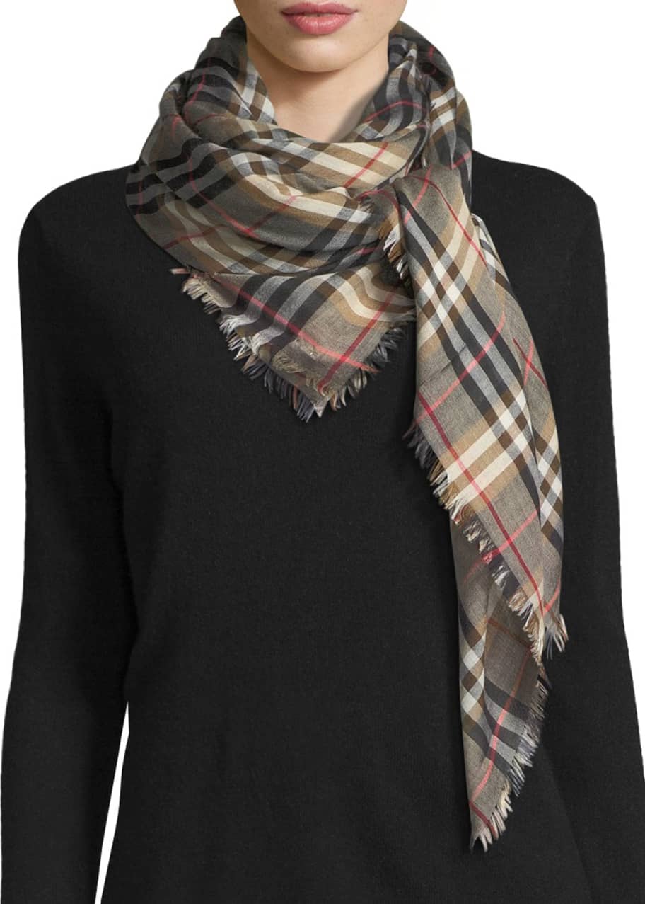 Burberry Castleford Lightweight Check Scarf Camel Bergdorf Goodman