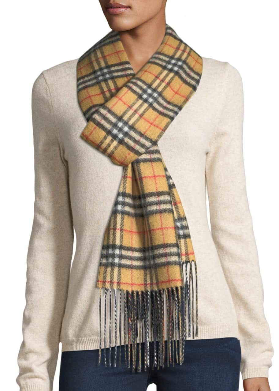 Burberry Cashmere Reversible Vintage Check Pattern Scarf Bergdorf Goodman