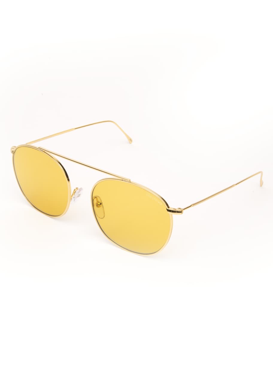 Image 1 of 1: Single-Bridge Steel Square Sunglasses, Golden