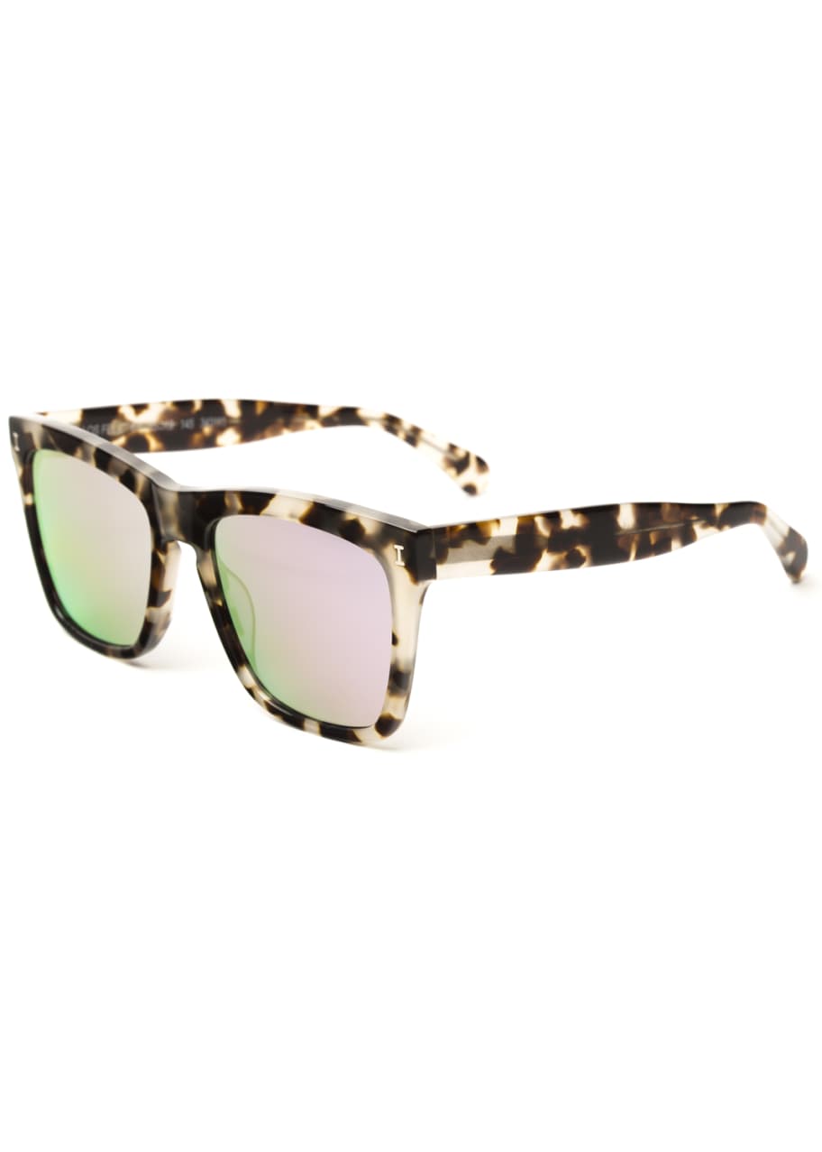 Image 1 of 1: Square Mirrored Sunglasses, Brown