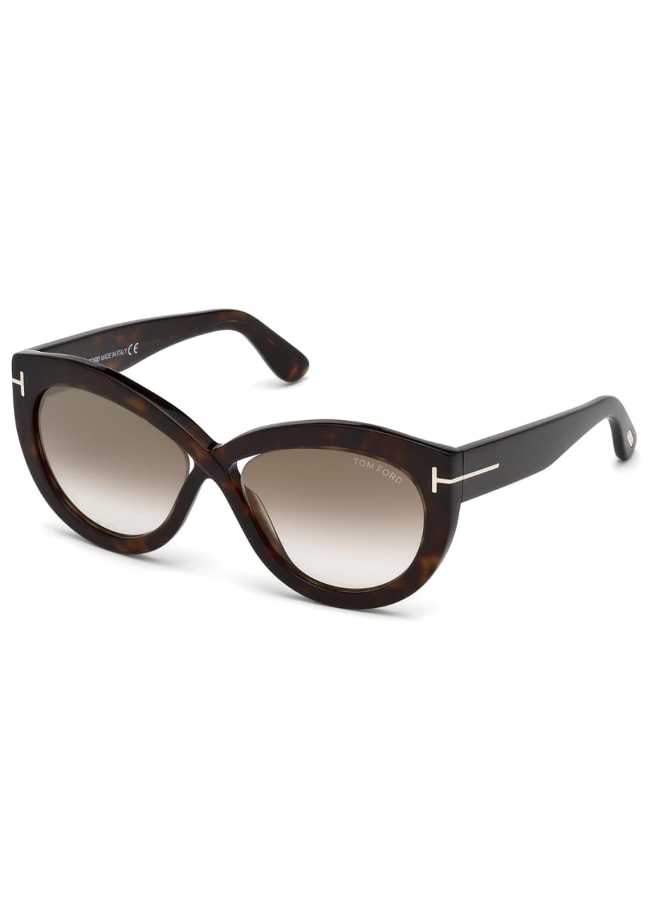 Image 1 of 1: Diane Acetate Butterfly Sunglasses, Brown Pattern