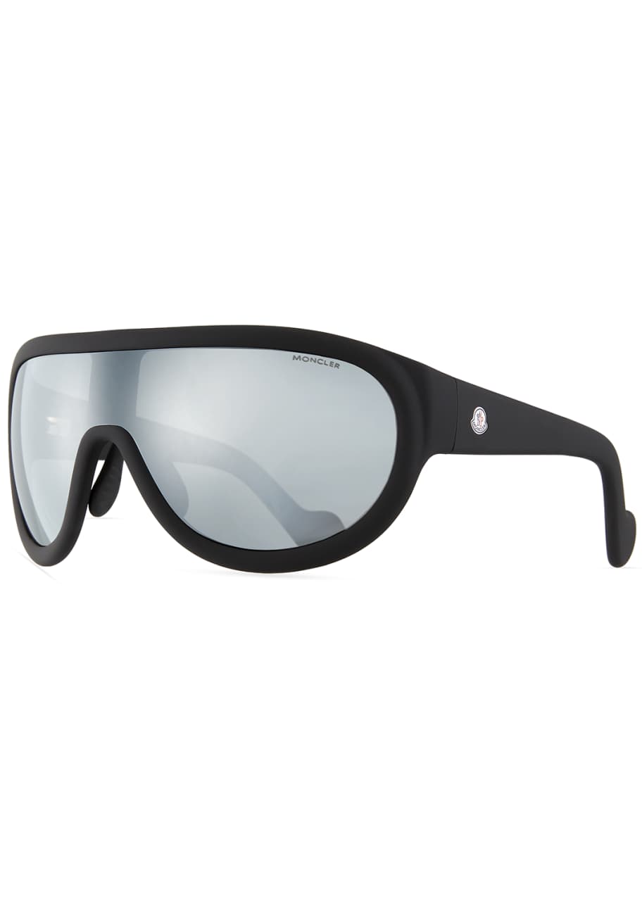 Image 1 of 1: Mirrored Shield Sunglasses, Black