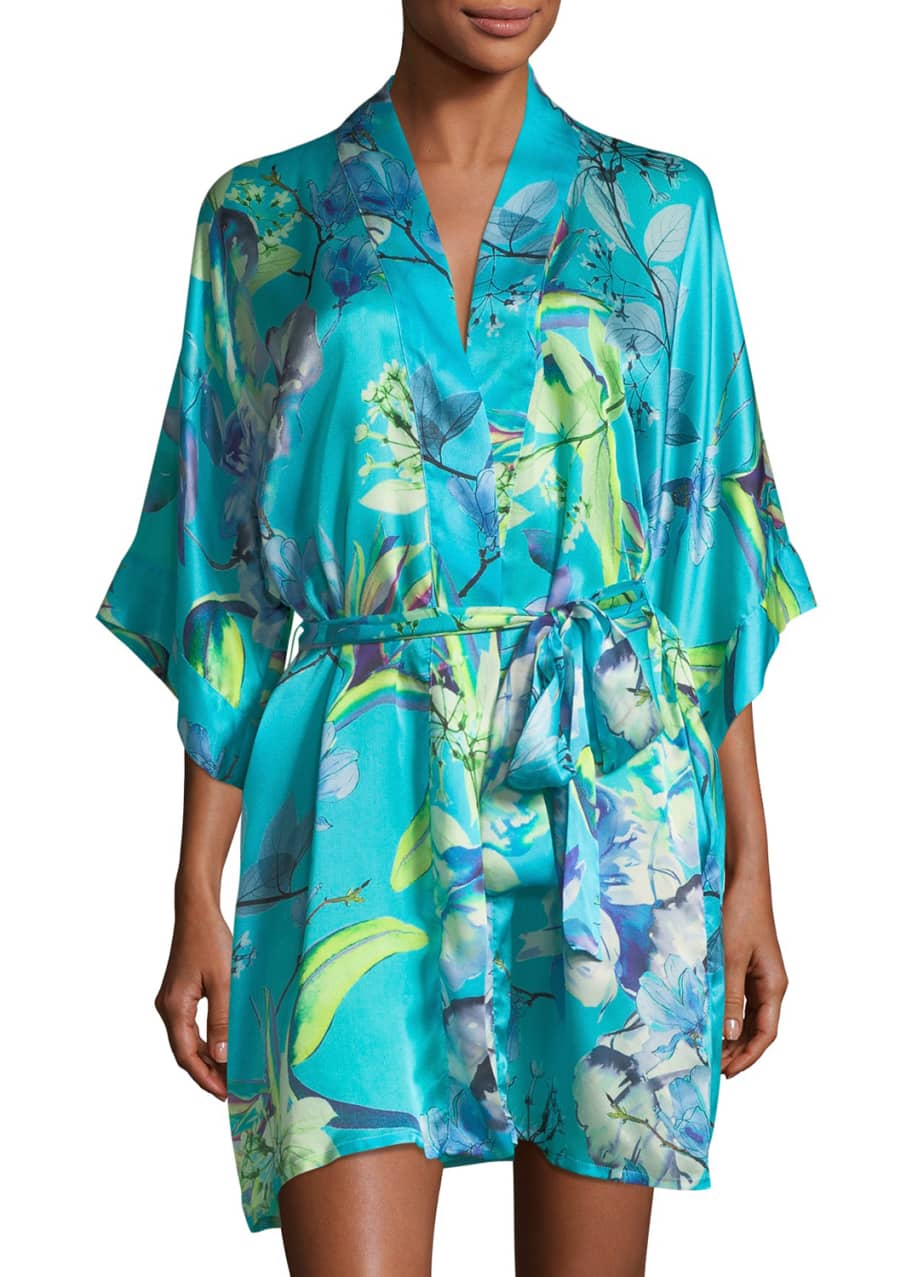 Christine Designs Capri Floral Print Short Robe Bergdorf Goodman