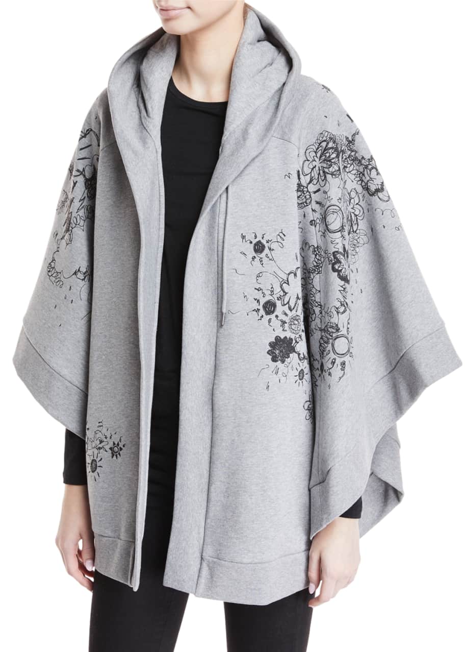Burberry Scribbles Hooded Poncho Bergdorf Goodman