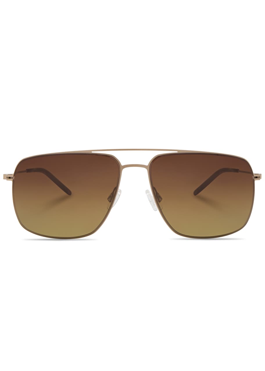 Barton Perreira Men's Square Aviator Sunglasses, Gold Bergdorf Goodman