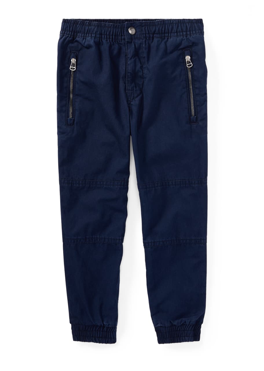 Image 1 of 1: Cotton Poplin Jogger Pants, Blue, Size 5-7