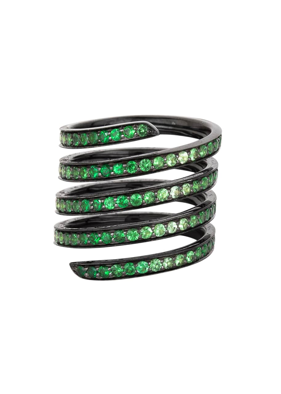 Lynn Ban Jewelry Ombré Tsavorite Pavé Coil Ring Bergdorf Goodman