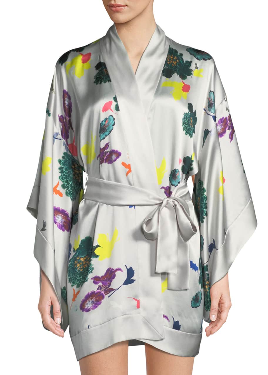 Meng Floral Short Kimono Robe Bergdorf Goodman