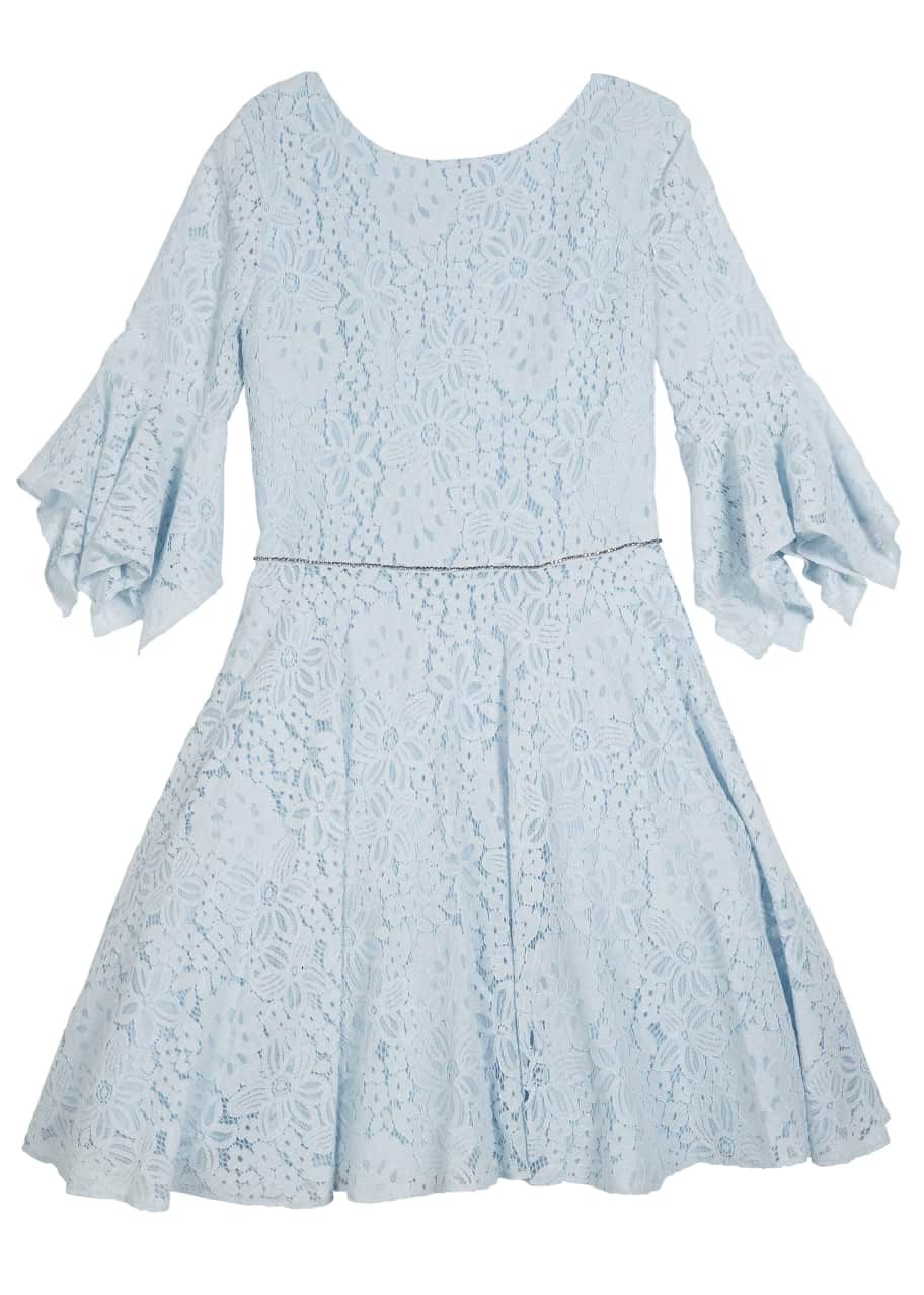 David Charles Lace Bell-Sleeve Dress, Size 8-16 - Bergdorf Goodman