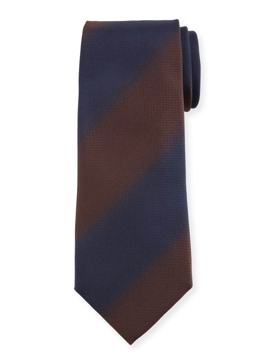 Shadow Stripe Silk Tie, Brown