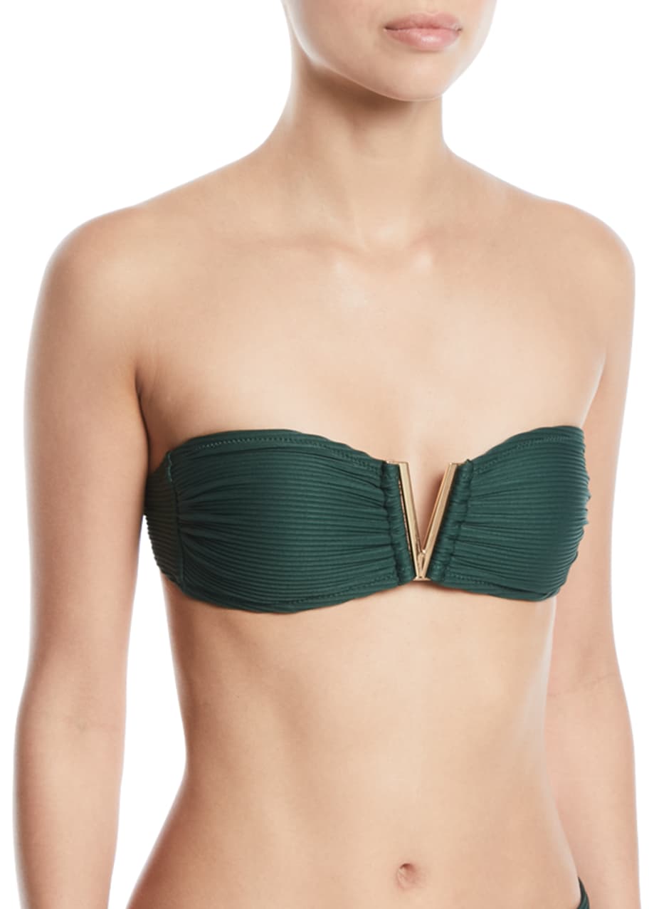 Image 1 of 1: Padded V-Bar Bandeau Bikini Swim Top