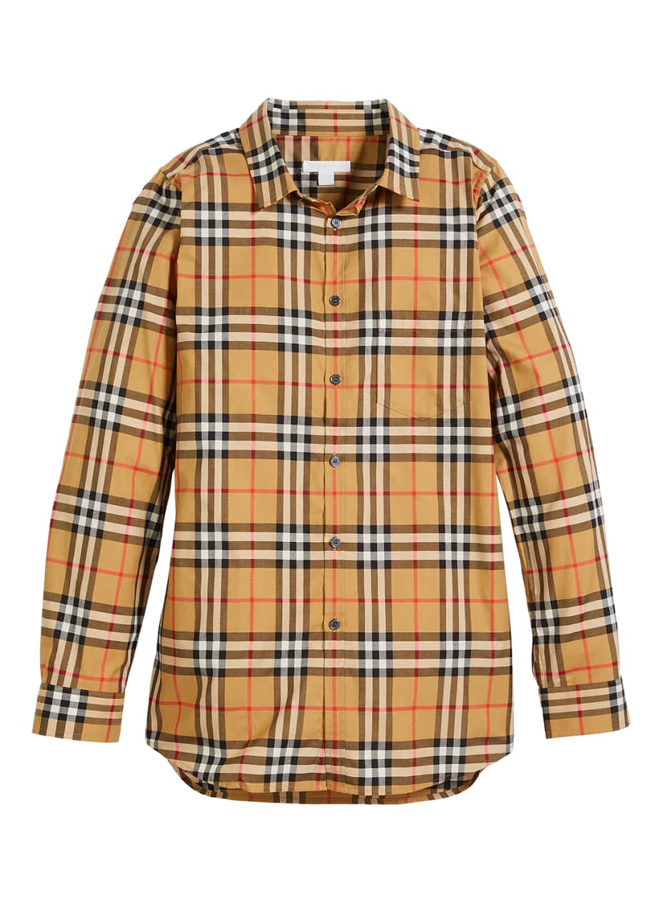 Burberry Fred Long-Sleeve Check Shirt, Size 4-14 - Bergdorf Goodman
