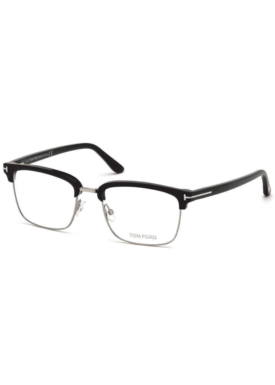 Tom Ford Men S Square Metal Plastic Half Rim Optical Glasses Silvertone Hardware Bergdorf Goodman