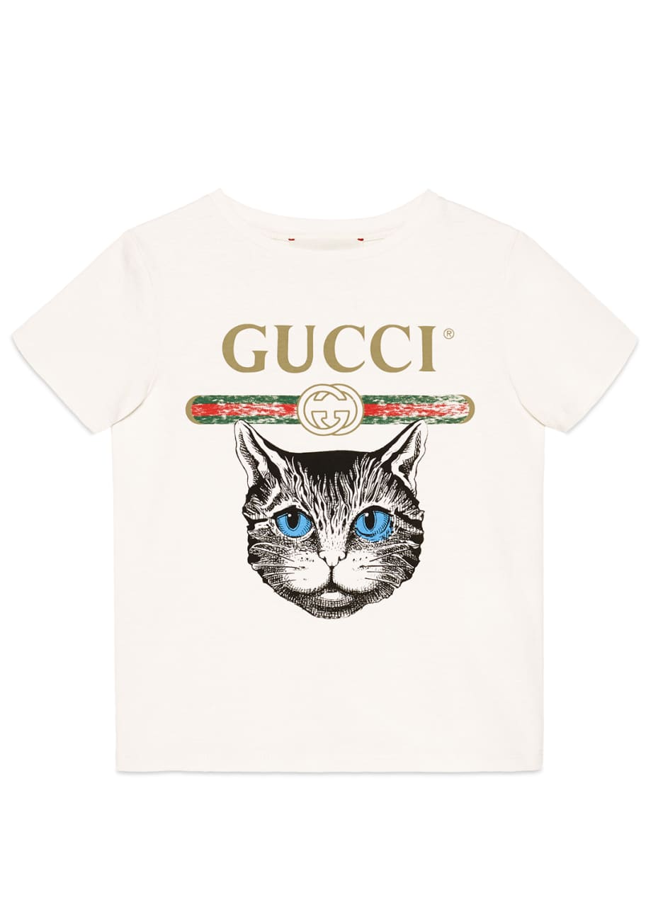 Gucci Mystic Cat & Vintage Logo TShirt, Size 410 Bergdorf Goodman