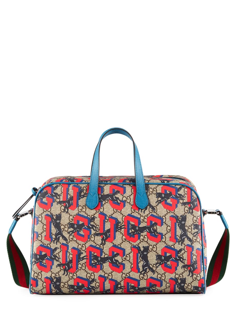 Gucci Kids' Wolves-Print GG Supreme Shoulder Bag - Bergdorf Goodman