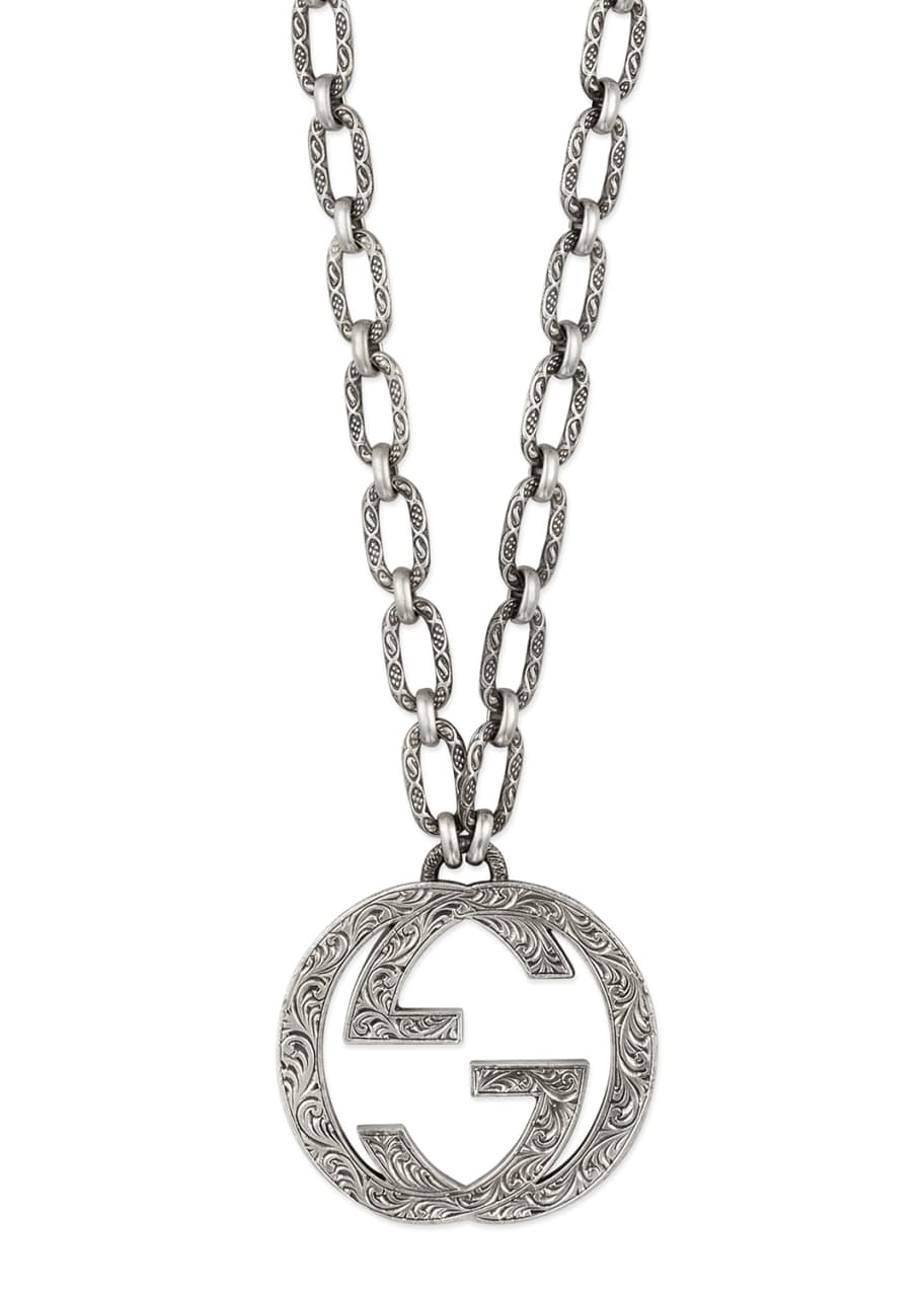 Mens silver best sale gucci necklace