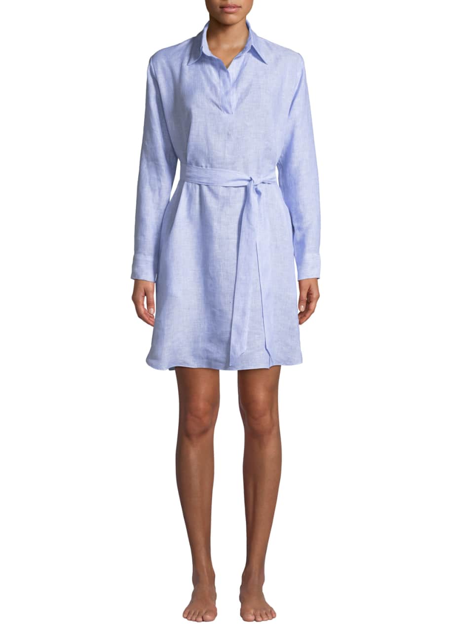 Pour Les Femmes Linen Lounge Shirt Dress - Bergdorf Goodman