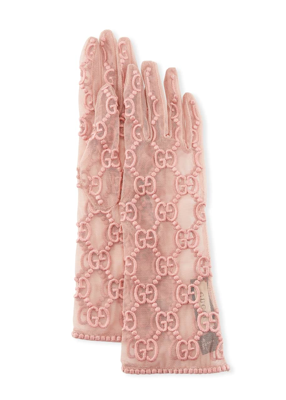 Gucci - Long embroidered tulle gloves