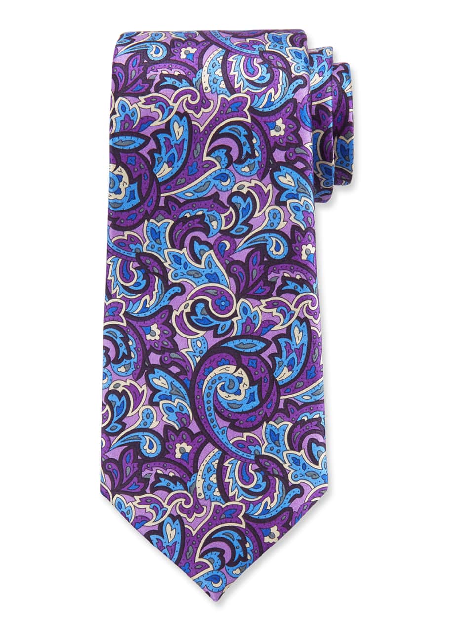 Ermenegildo Zegna Men's Paisley Silk Tie, Purple - Bergdorf Goodman