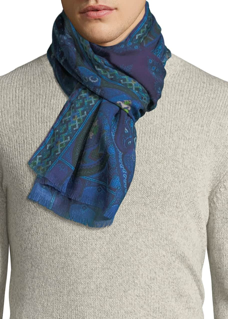 Wool And Silk Paisley Scarf