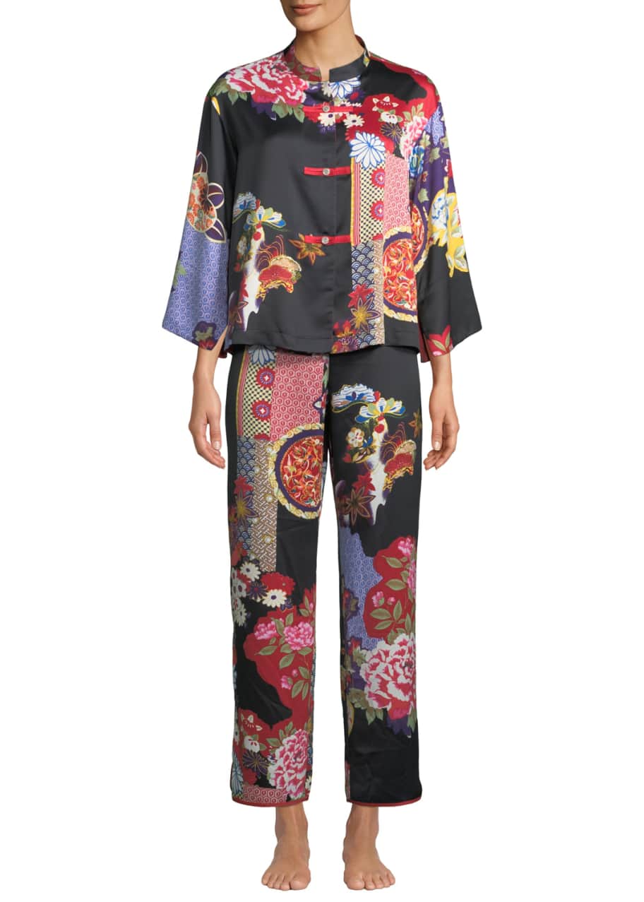 Natori Mikado Mandarin Collar Pajama Set Bergdorf Goodman