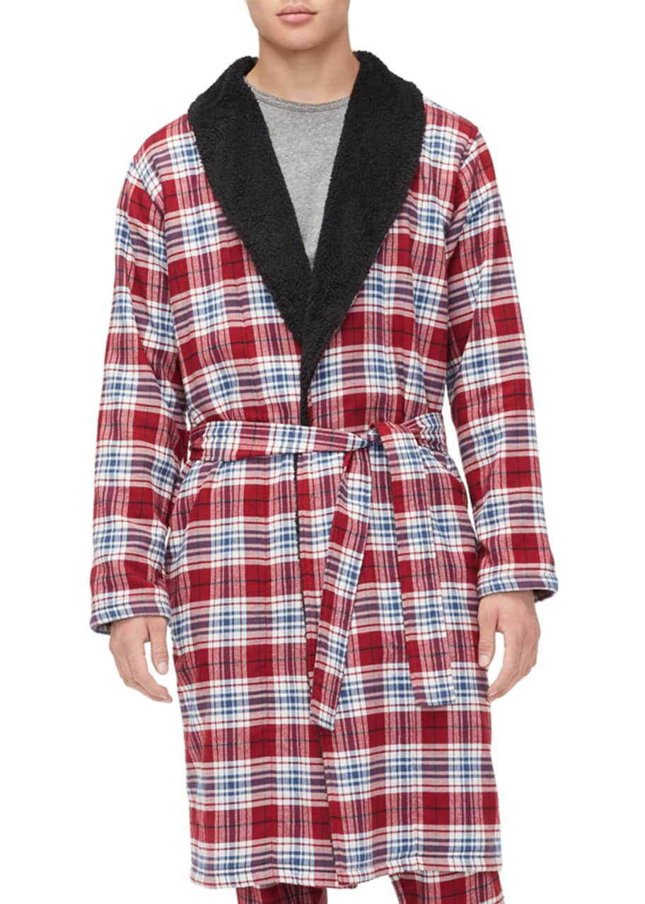 UGG Men s Kalib Sherpa Lined Plaid Robe Bergdorf Goodman