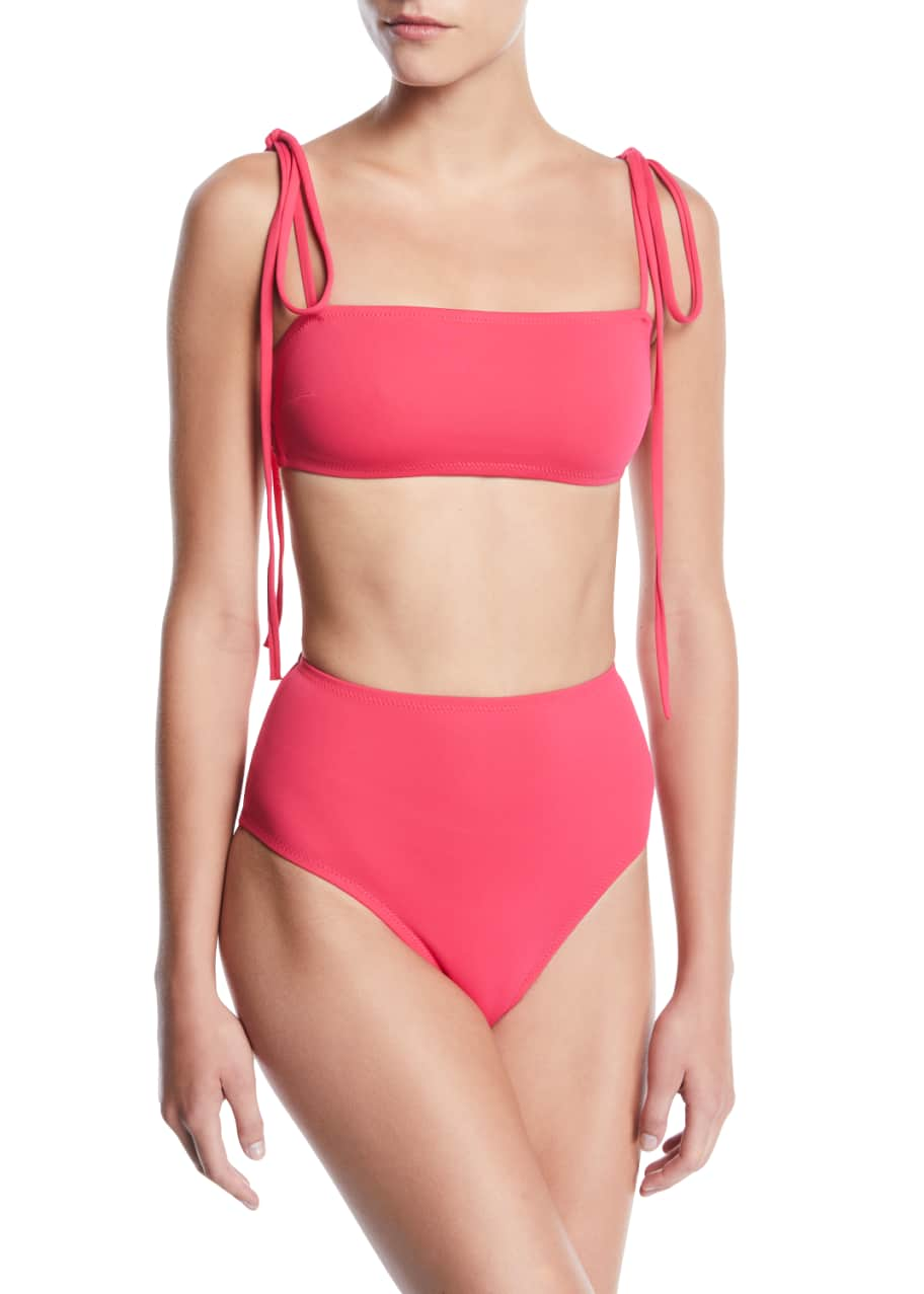 Proenza Schouler Bandeau Tie-Straps High-Waist Two-Piece Bikini Swim Set - Bergdorf