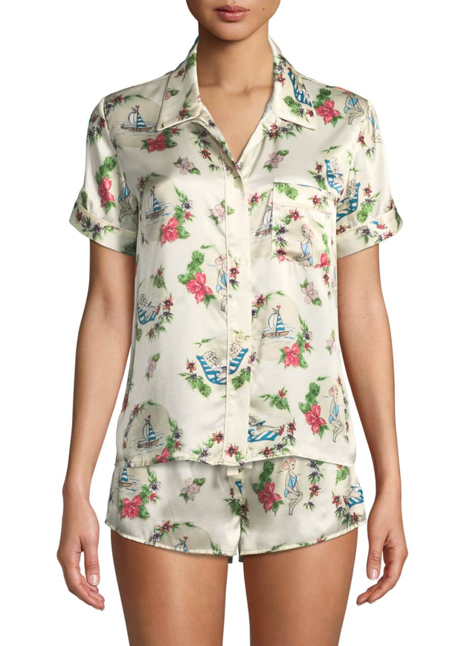 Morgan Lane Lanie Tami Tropical Silk Pajama Top Bergdorf Goodman