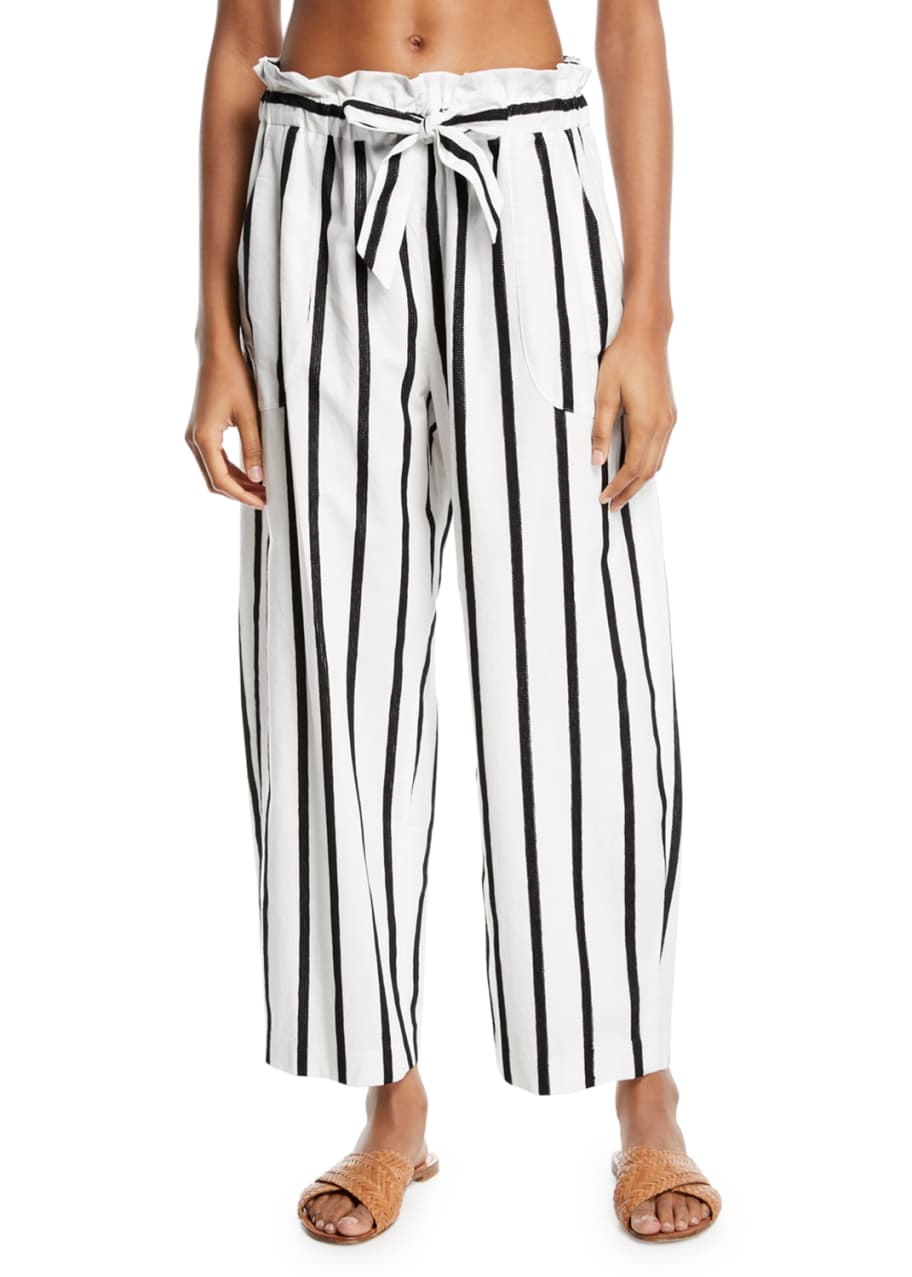 Image 1 of 1: Kori Striped Embroidered Coverup Pants