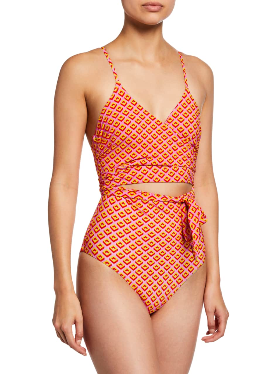 Von Wrap-Front Cutout One-Piece Swimsuit