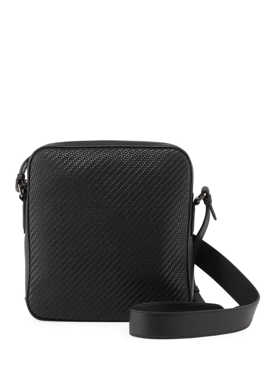 Ermenegildo Zegna Men s Pelle Tessuto Reporter Crossbody Bag