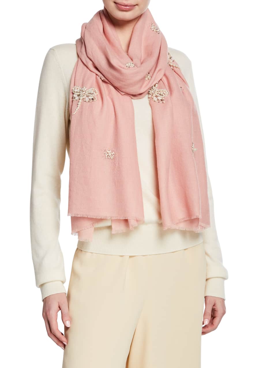 K Janavi Pearly Dragonfly Cluster Cashmere Scarf Bergdorf Goodman