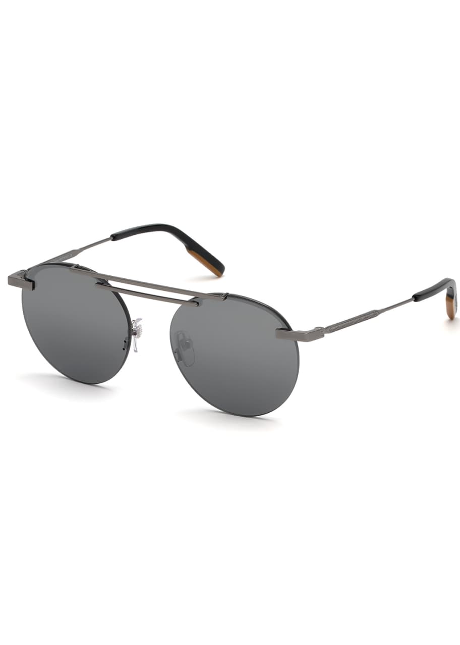 Image 1 of 1: Men's Shiny Gunmetal Rimless Sunglasses