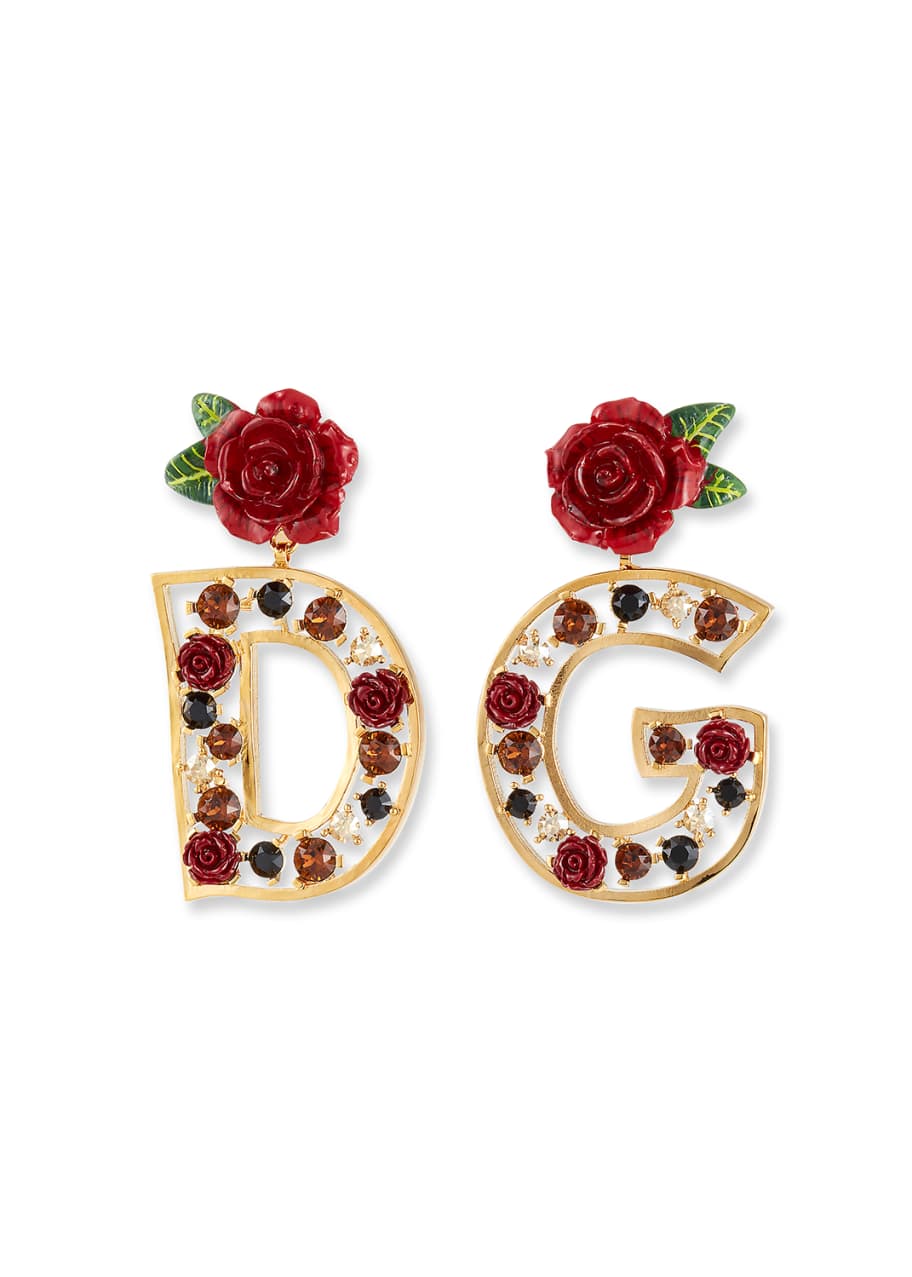 Dolce Gabbana DG Roses Crystal Logo Earrings Bergdorf Goodman