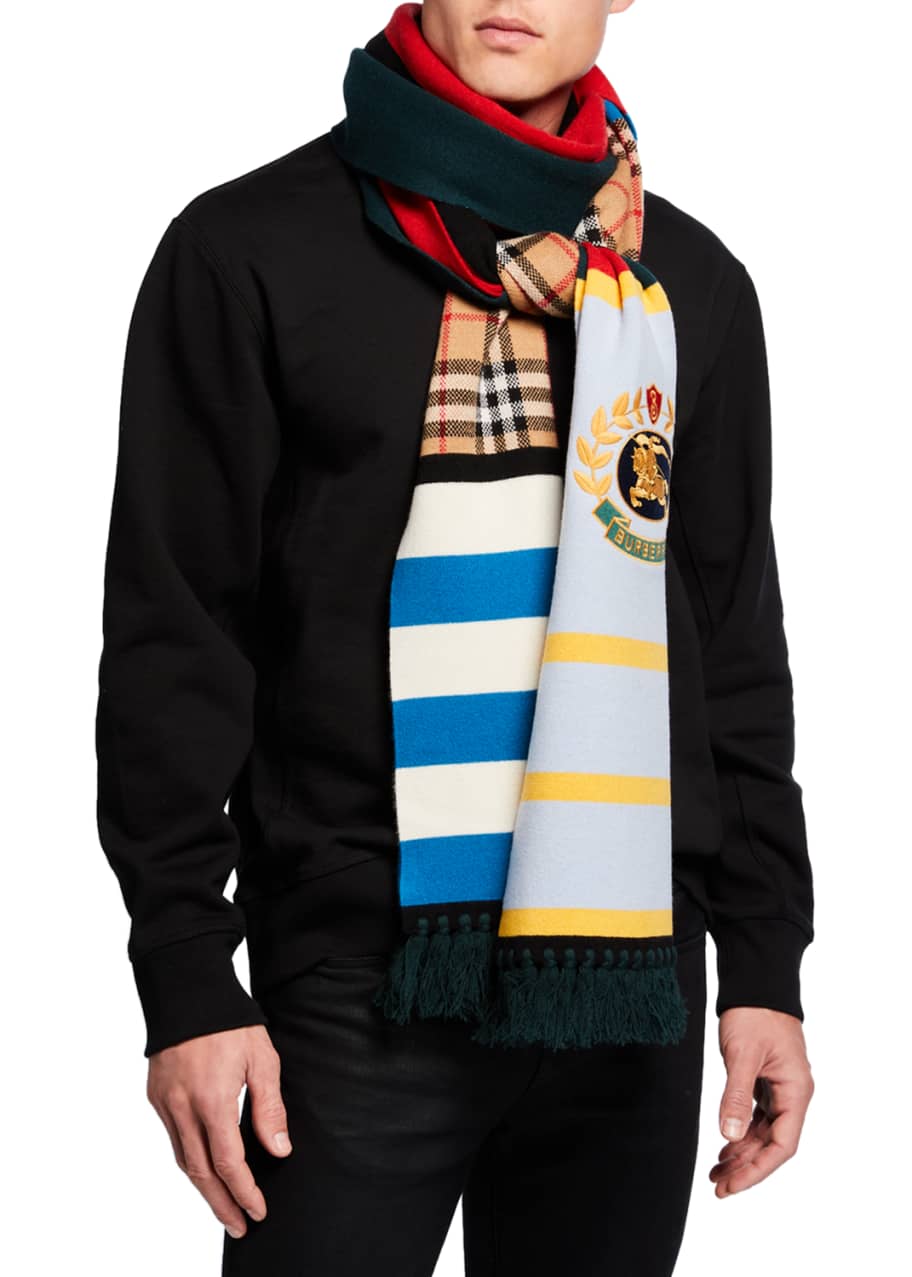 Burberry Men's Football CrestApplique Scarf Bergdorf Goodman