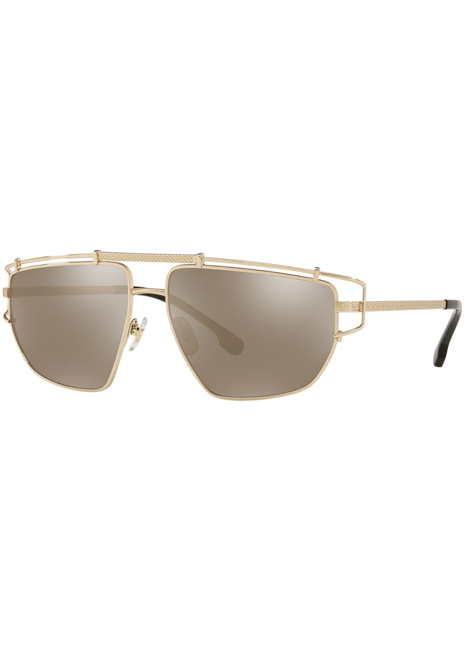 Versace Men's Caged-Trim Metal Aviator Sunglasses - Bergdorf Goodman